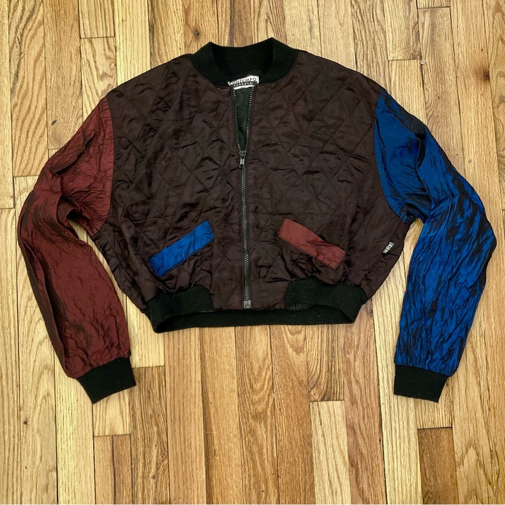 Vintage Colorblock Satin Jacket